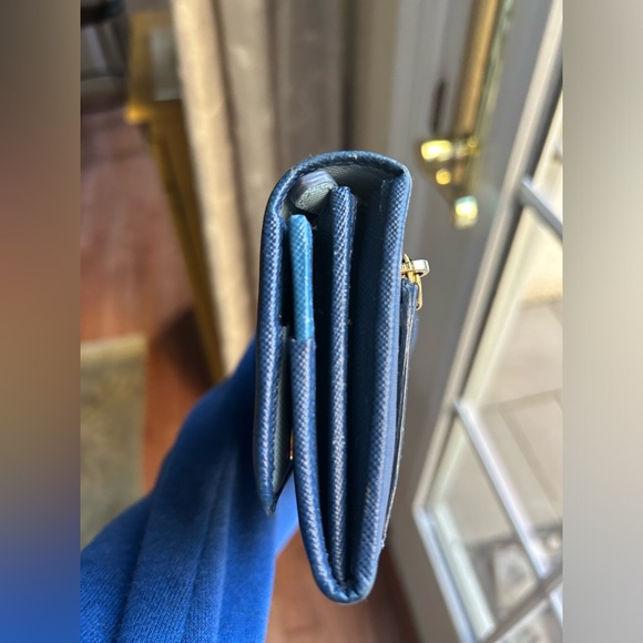Prada blue multicolor continental long wallet in Saffiano leather - Picture 6 of 16